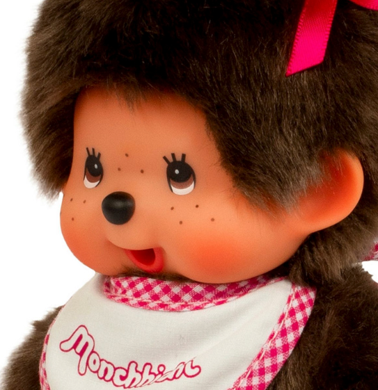 Monchhichi Classic Girl - White bib/Two bows - El Cholo's Kid