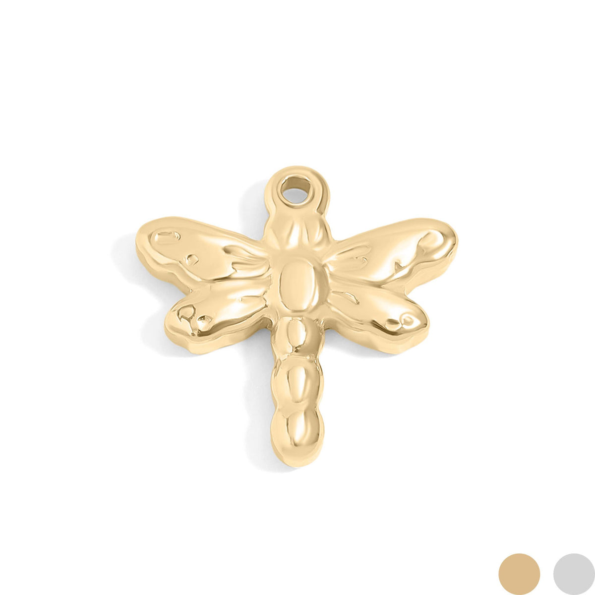 18K Gold PVD Stainless Steel Dragonfly Charm: Gold