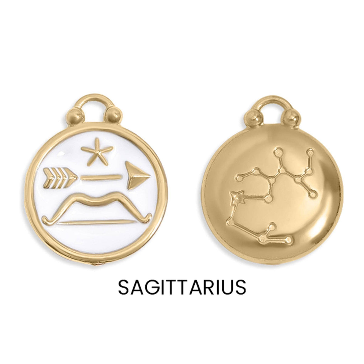18K Gold PVD Stainless Steel Epoxy Filled Zodiac Pendants: Cancer