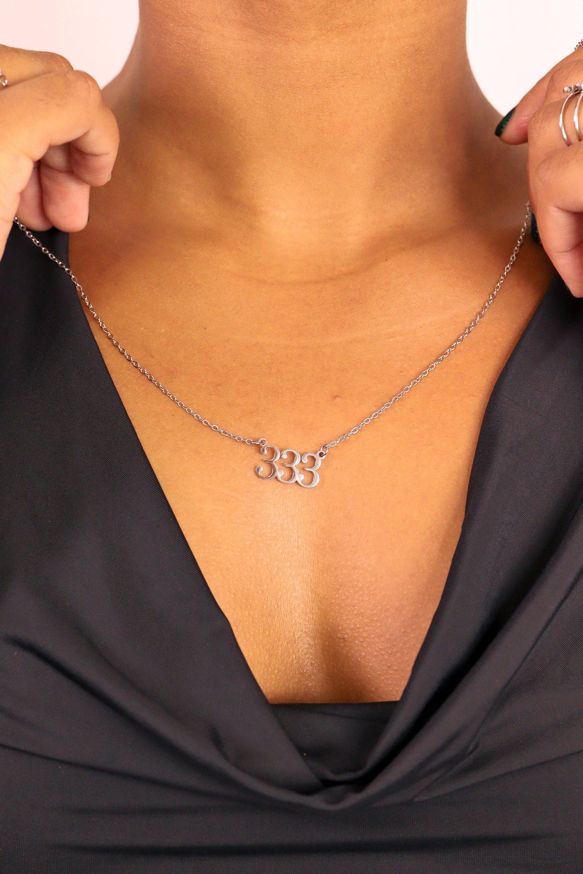 18K Gold PVD Stainless Steel Angel Number Necklace: Gold / 888