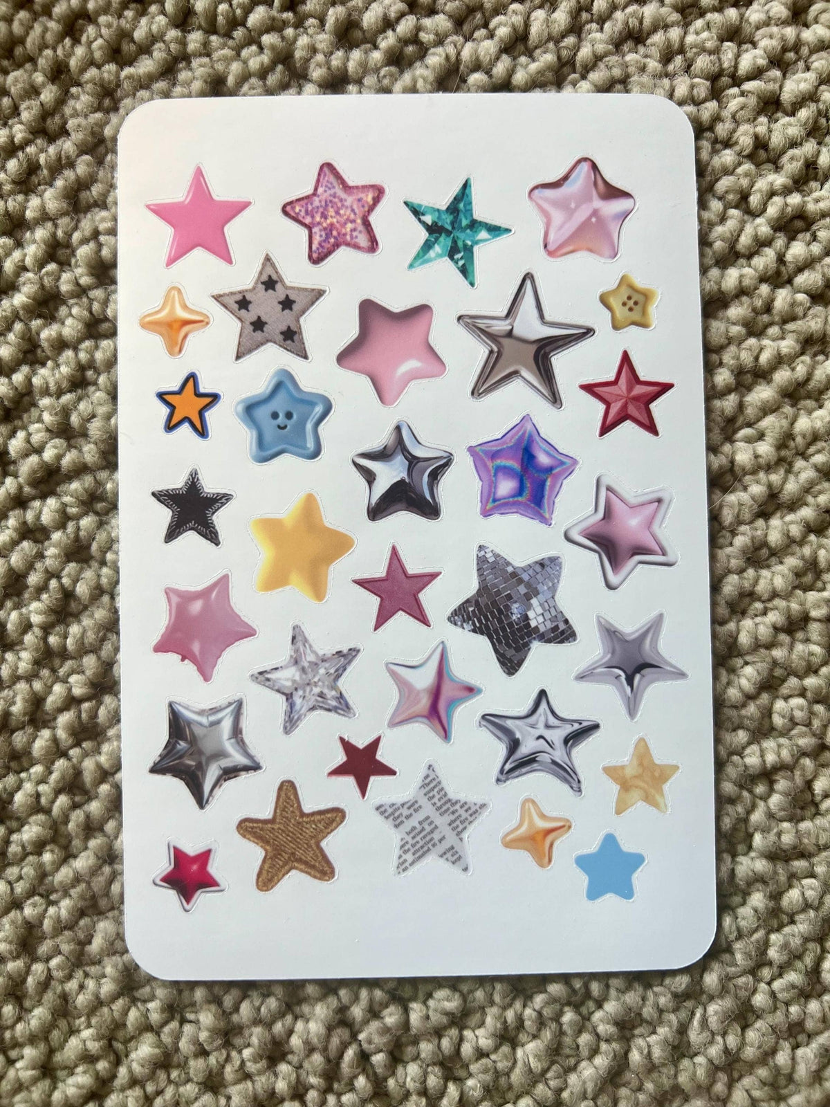 Mixed Media Star Sticker Sheet : Clear vinyl