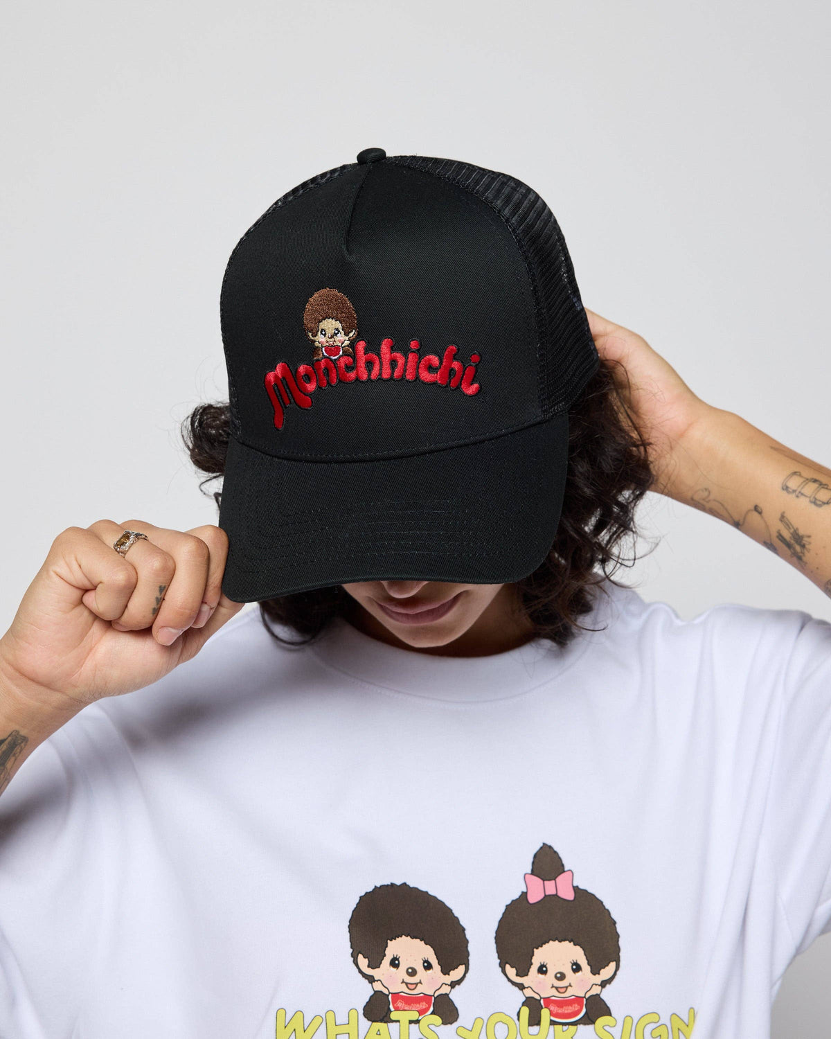 Monchhichi™ Logo Trucker Hat, Charcoal