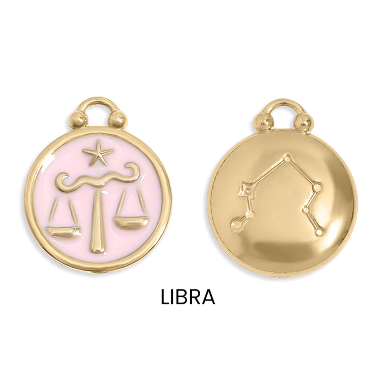 18K Gold PVD Stainless Steel Epoxy Filled Zodiac Pendants: Cancer