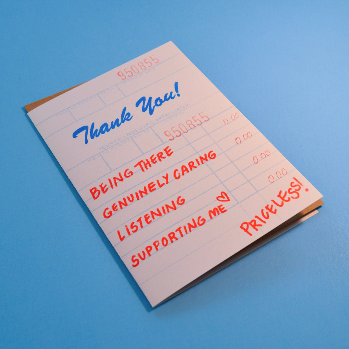 Thank You Diner Receipt Risograph Greeting Card