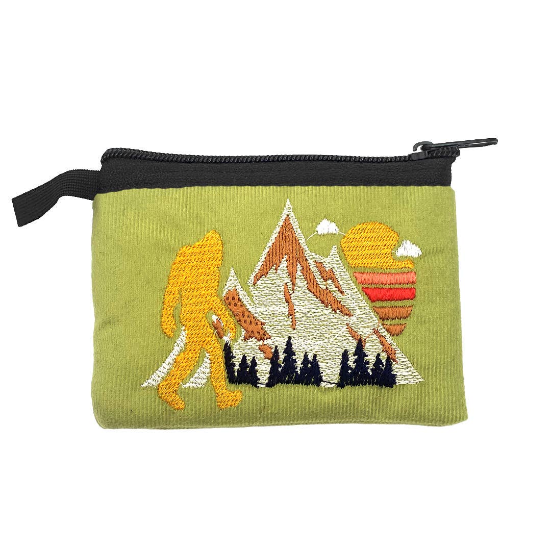 Embroidered Bigfoot Wildlife Nature Coin Purse Pouch