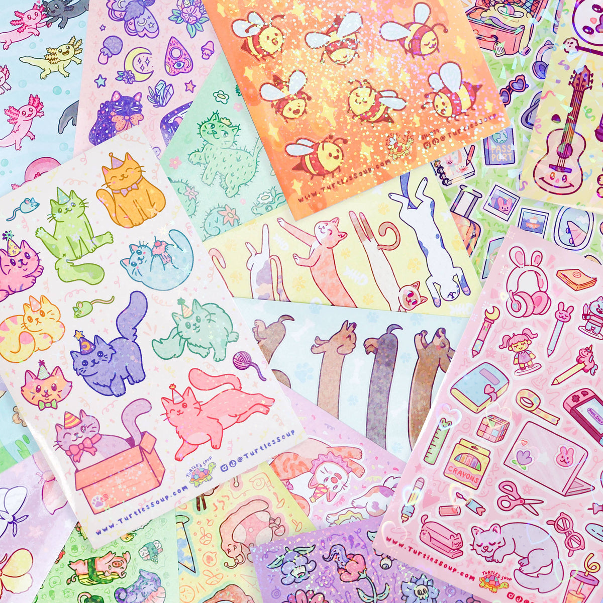 Hamster Dance Party Cute Stationery Glitter Sticker Sheet