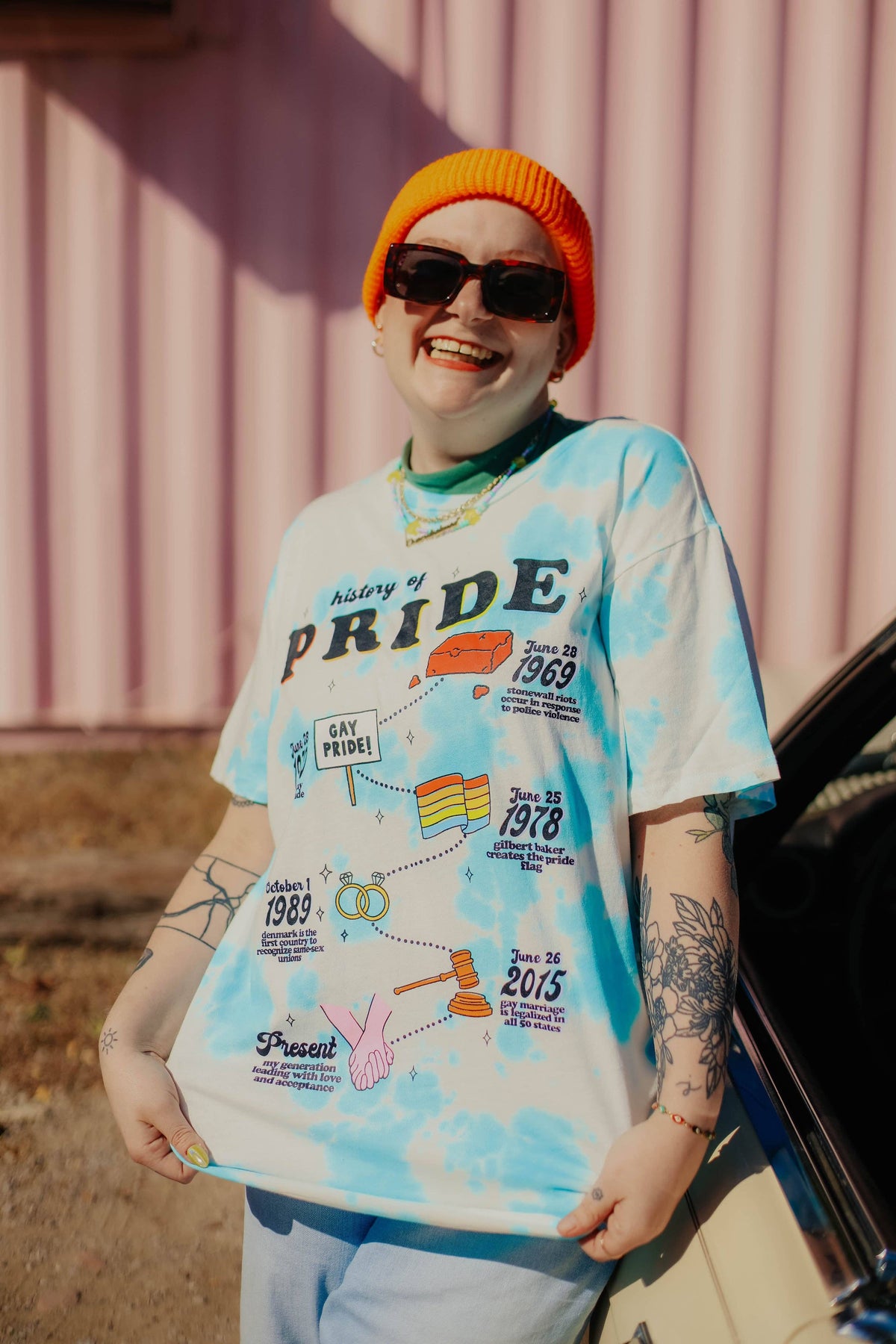 History Of Pride Tie Dye Shirt: Large