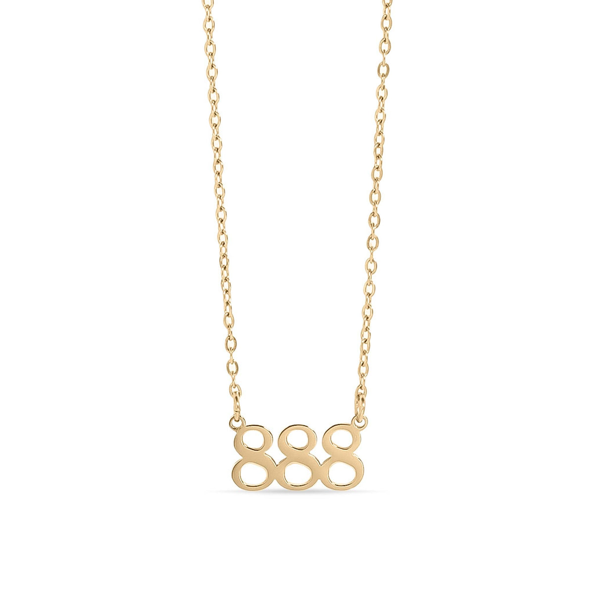 18K Gold PVD Stainless Steel Angel Number Necklace: Gold / 888