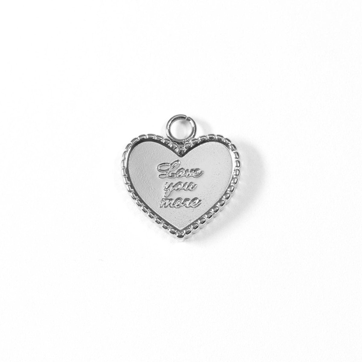 18K Gold PVD Stainless Steel &quot;Love You More&quot; Heart Charm / PDL0055: Gold