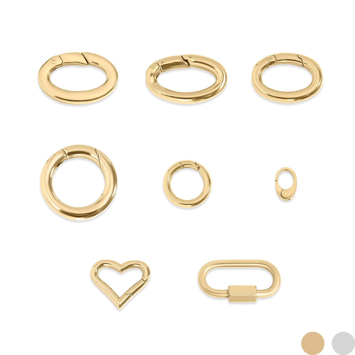 18K Gold PVD Stainless Steel Carabiner Variety Pack: Stainless