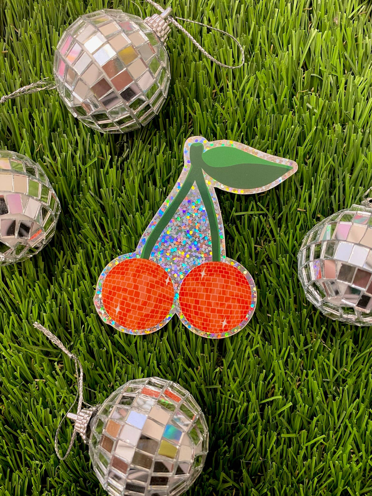 Disco Cherries Glitter Sticker