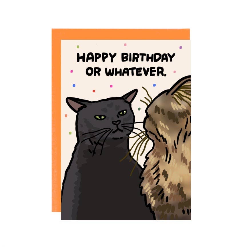 Greeting Card - Happy Birthday Or Whatever (Zone Out Cat)