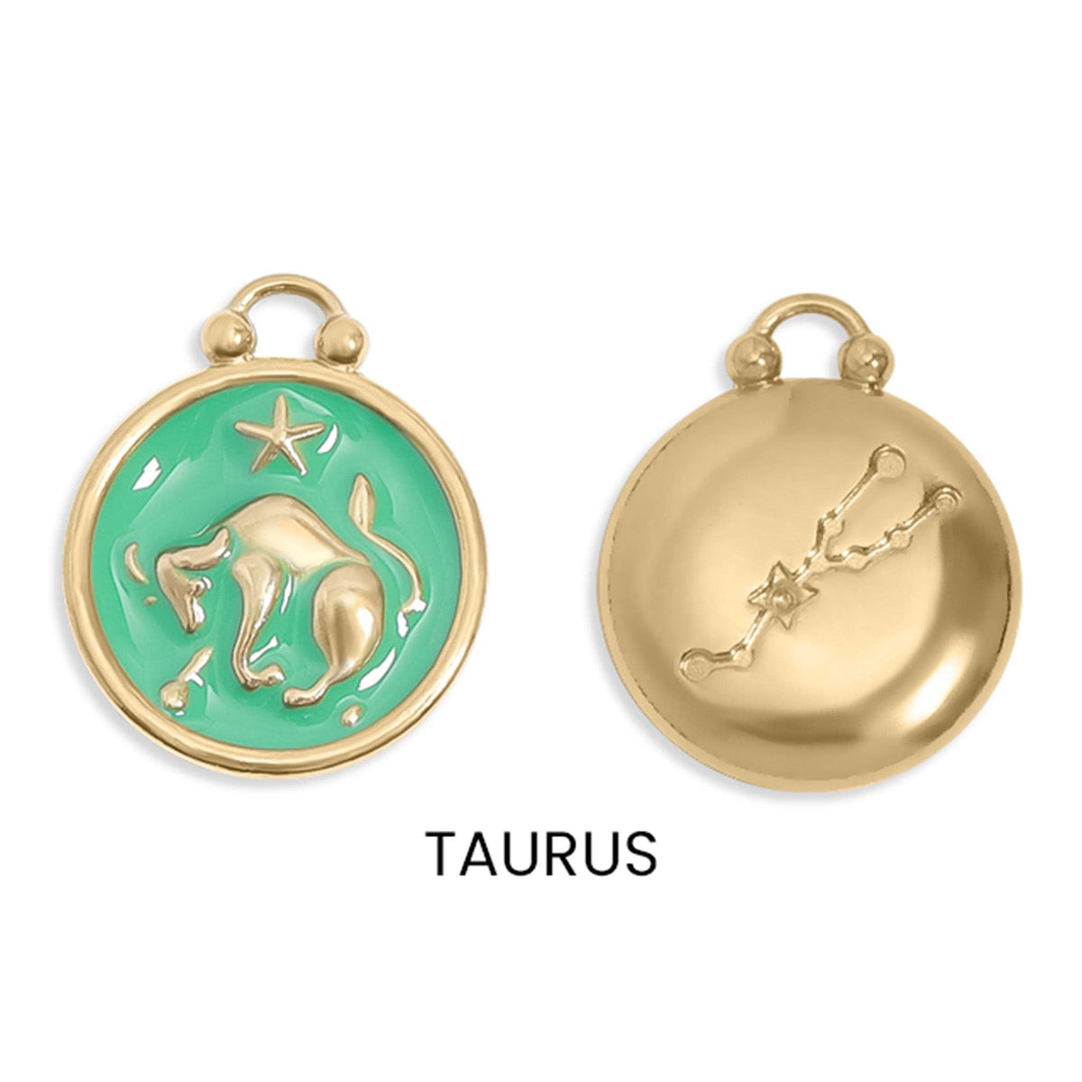 18K Gold PVD Stainless Steel Epoxy Filled Zodiac Pendants: Cancer