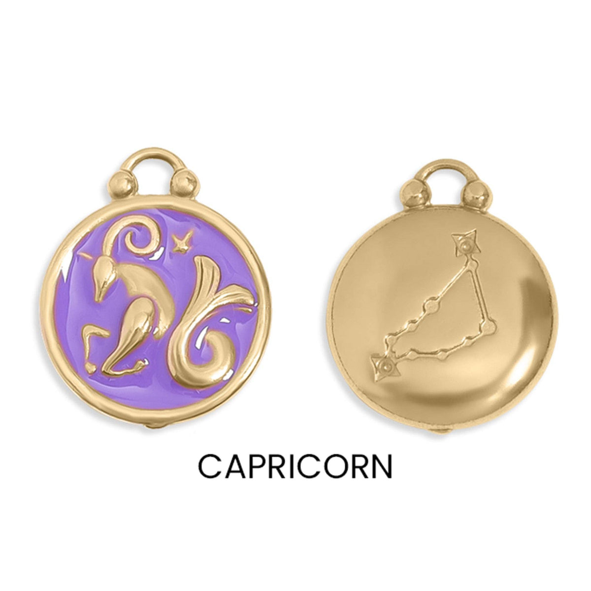 18K Gold PVD Stainless Steel Epoxy Filled Zodiac Pendants: Cancer