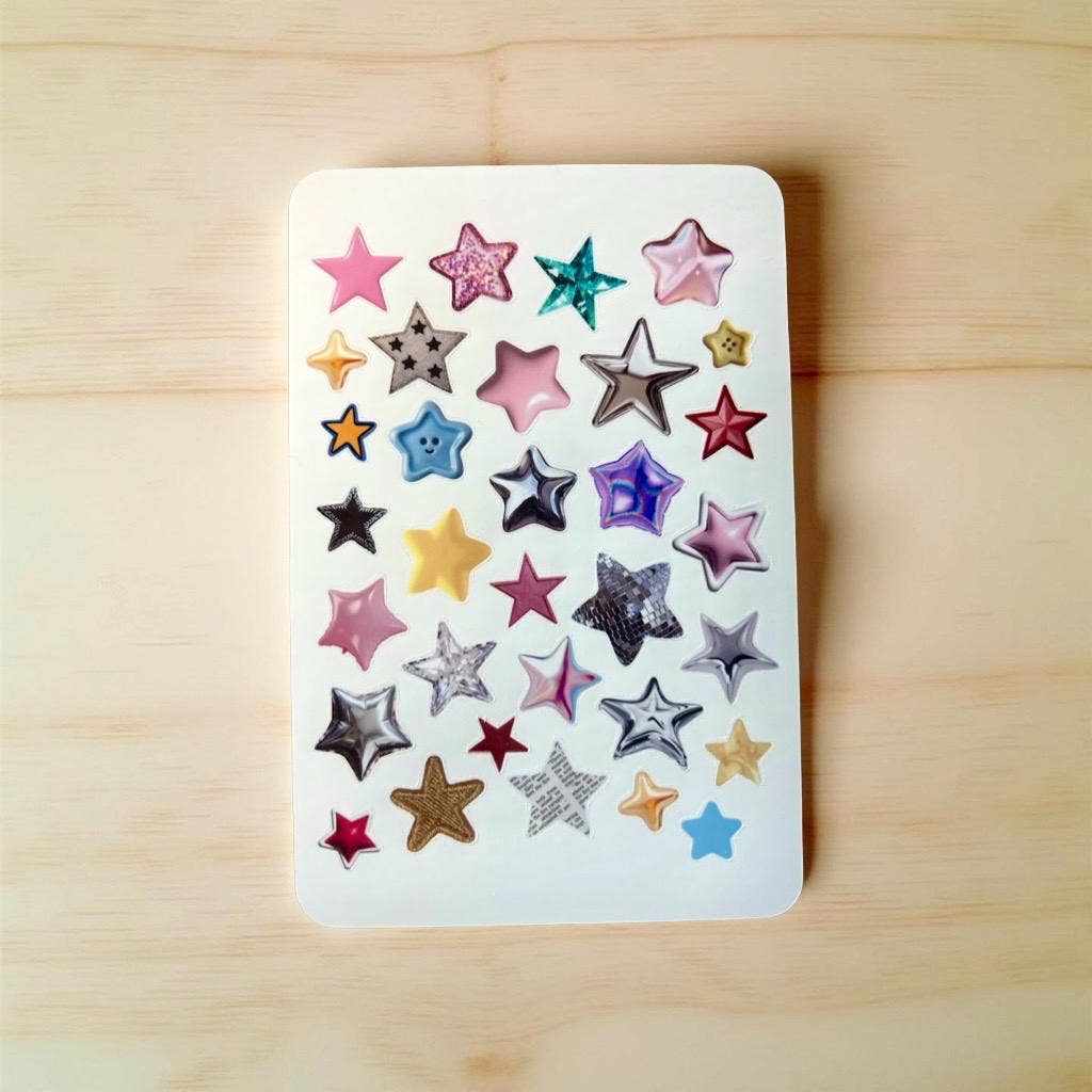 Mixed Media Star Sticker Sheet : Clear vinyl