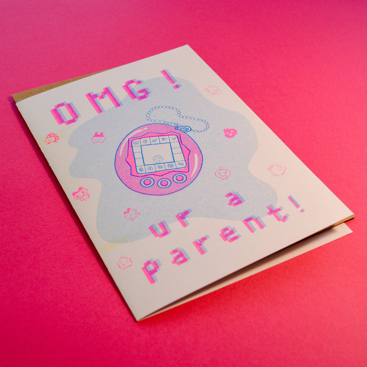 Tamagotchi New Baby Risograph Greeting Card