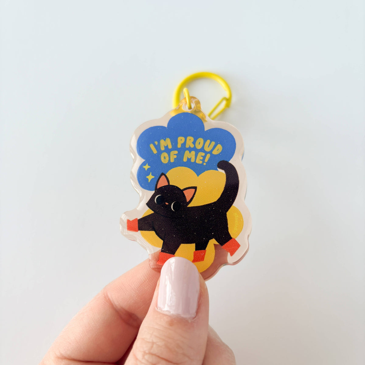 Proud of Me Glitter Acrylic Keychain