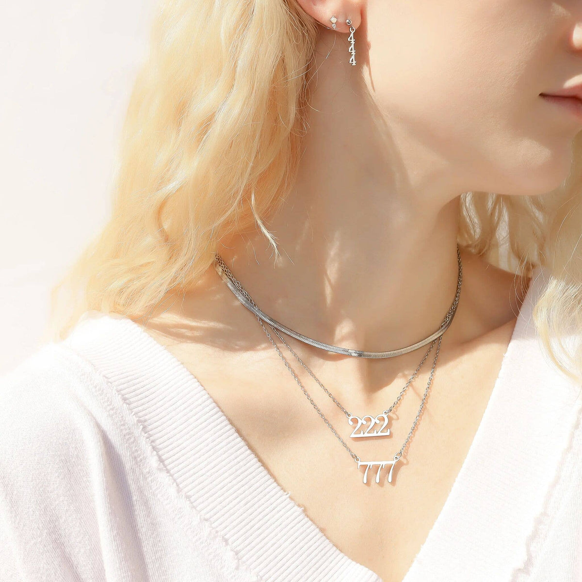 18K Gold PVD Stainless Steel Angel Number Necklace: Gold / 888