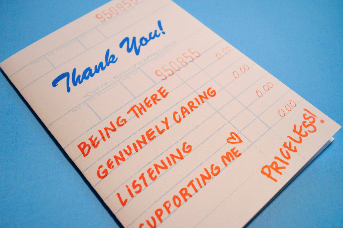 Thank You Diner Receipt Risograph Greeting Card