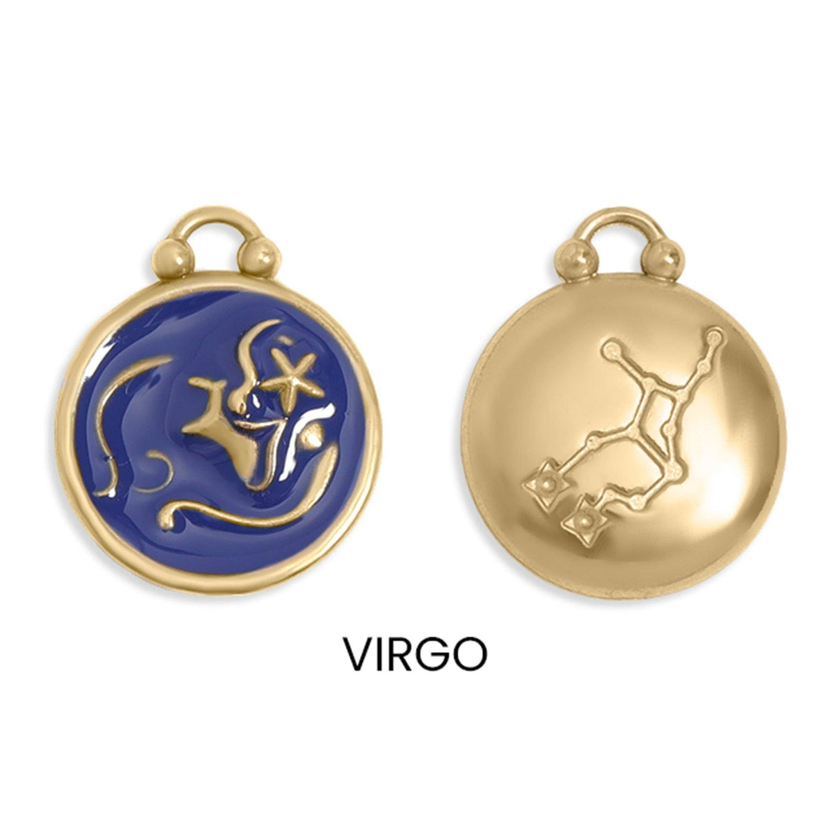 18K Gold PVD Stainless Steel Epoxy Filled Zodiac Pendants: Cancer
