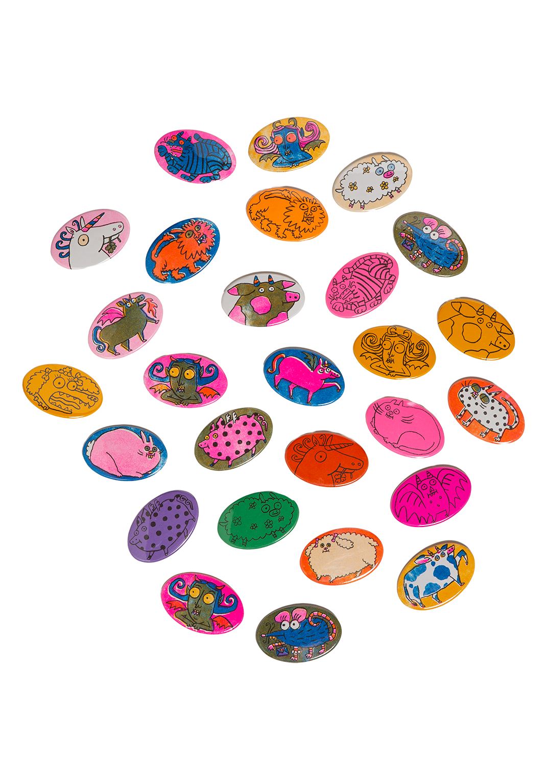 Oval pinback buttons