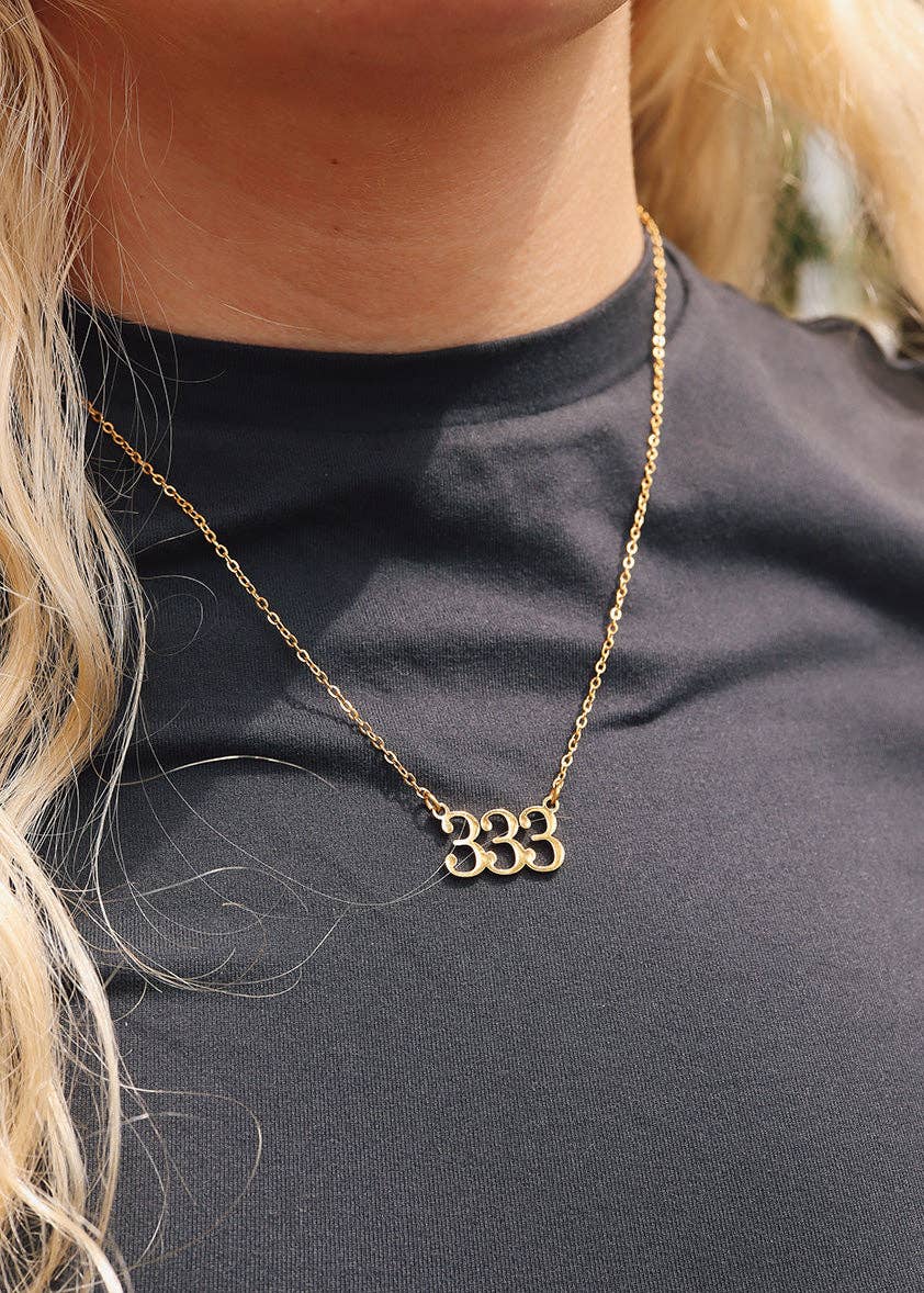 18K Gold PVD Stainless Steel Angel Number Necklace: Gold / 888
