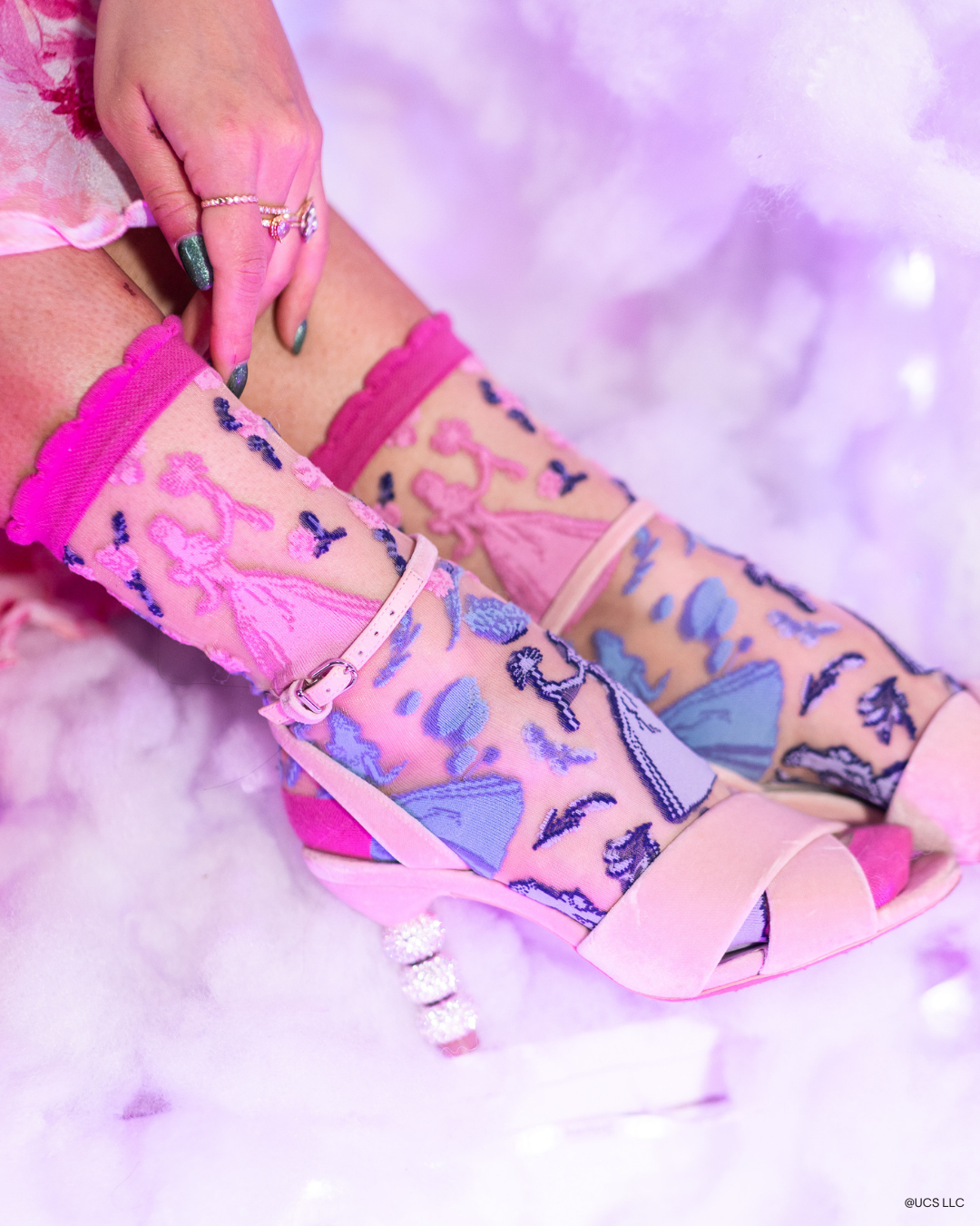 KIDS  {Youth} Wicked Glinda Silhouette Ruffle Sheer Crew Sock