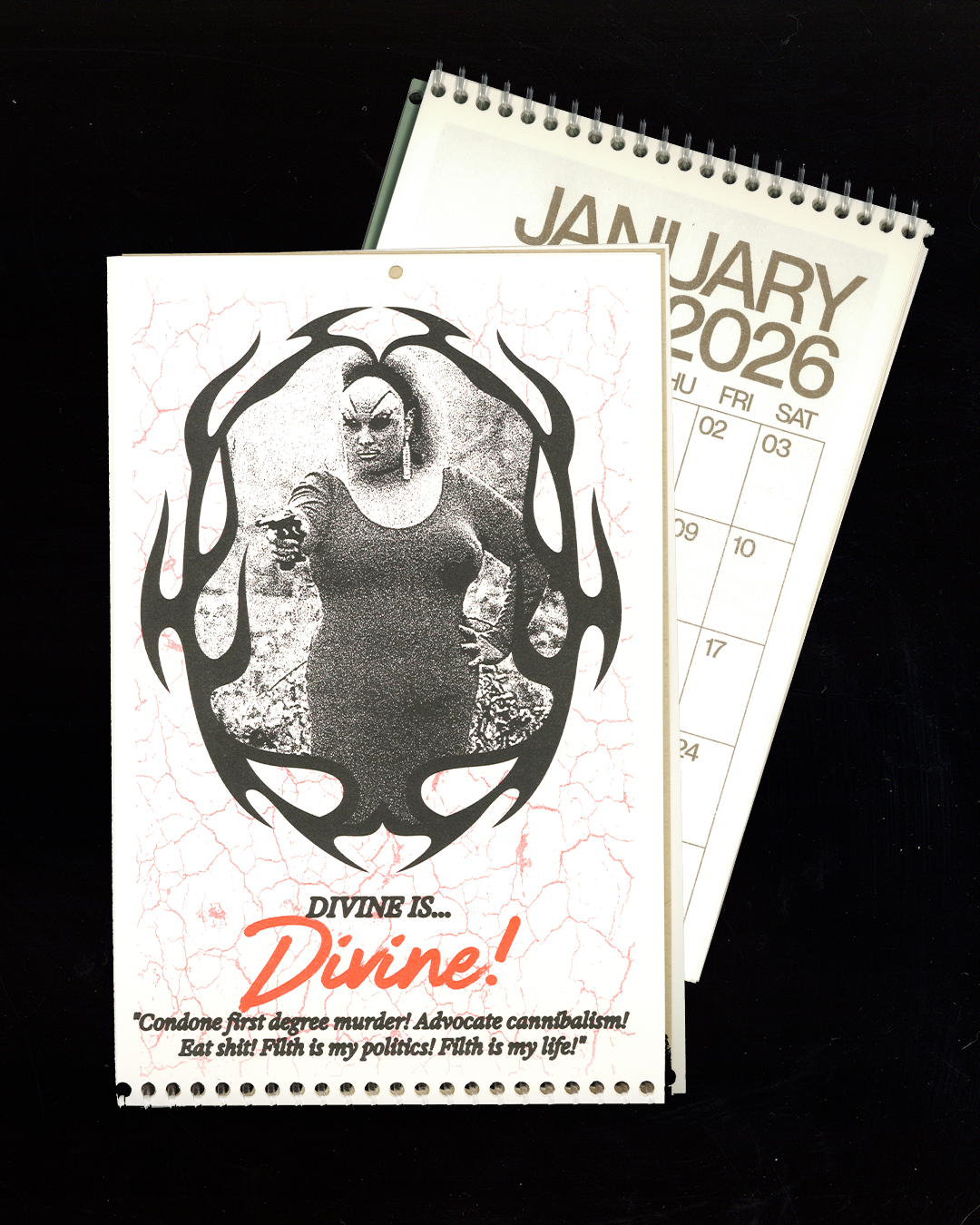 2026 Risograph-Printed John Waters Film Wall Calendar