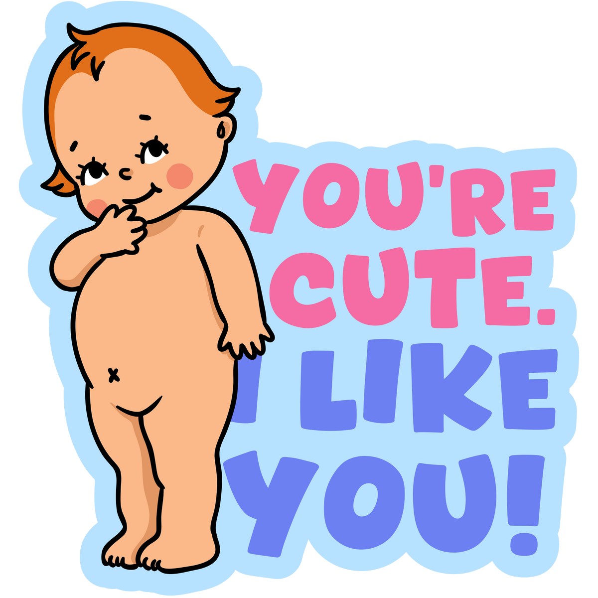 You're Cute Retro Babies Valentines Textured Stickers
