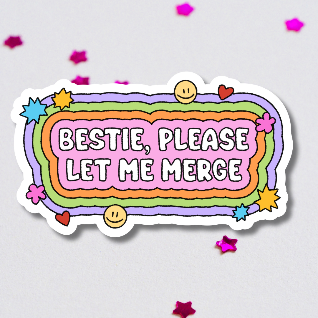 Bestie Please Let Me Merge Mini Bumper Sticker