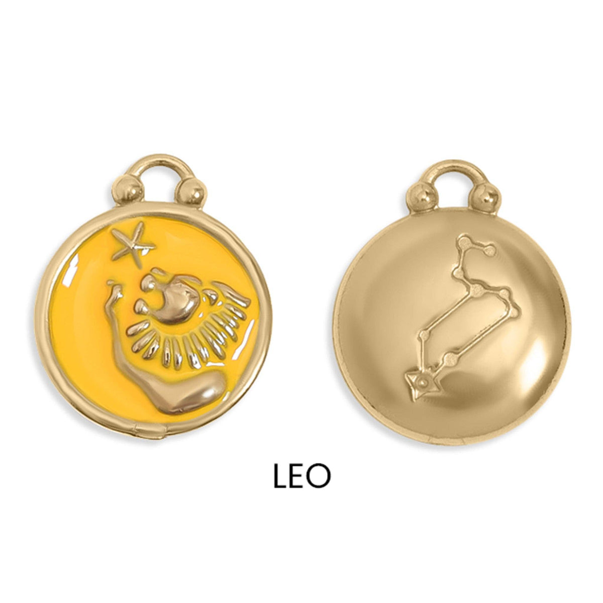 18K Gold PVD Stainless Steel Epoxy Filled Zodiac Pendants: Cancer