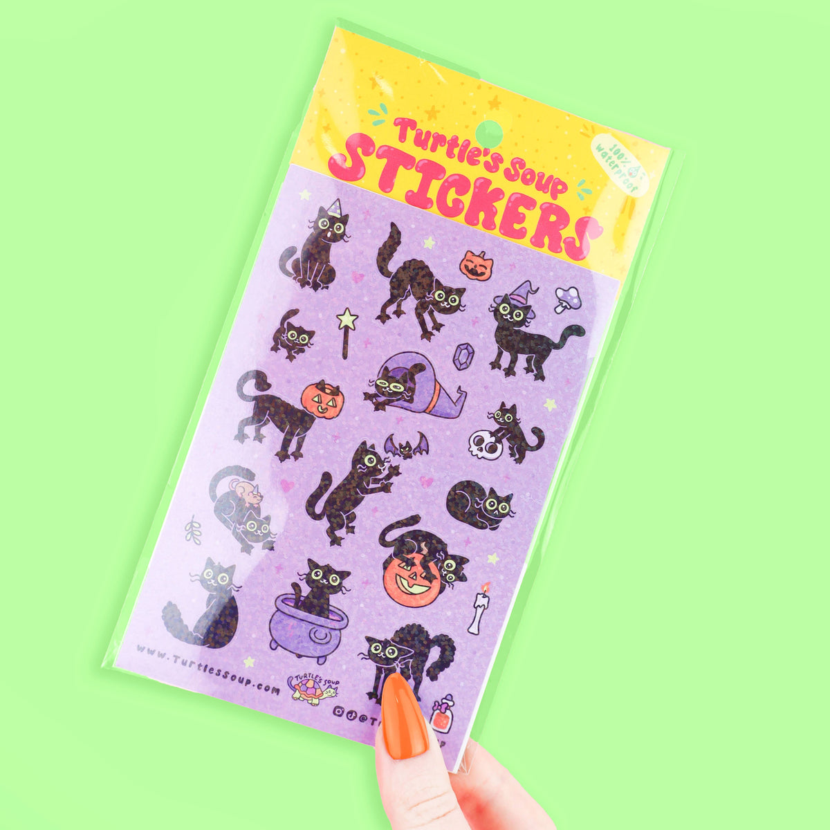 Black Cats | Halloween | Kitty Pumpkin Glitter Sticker Sheet