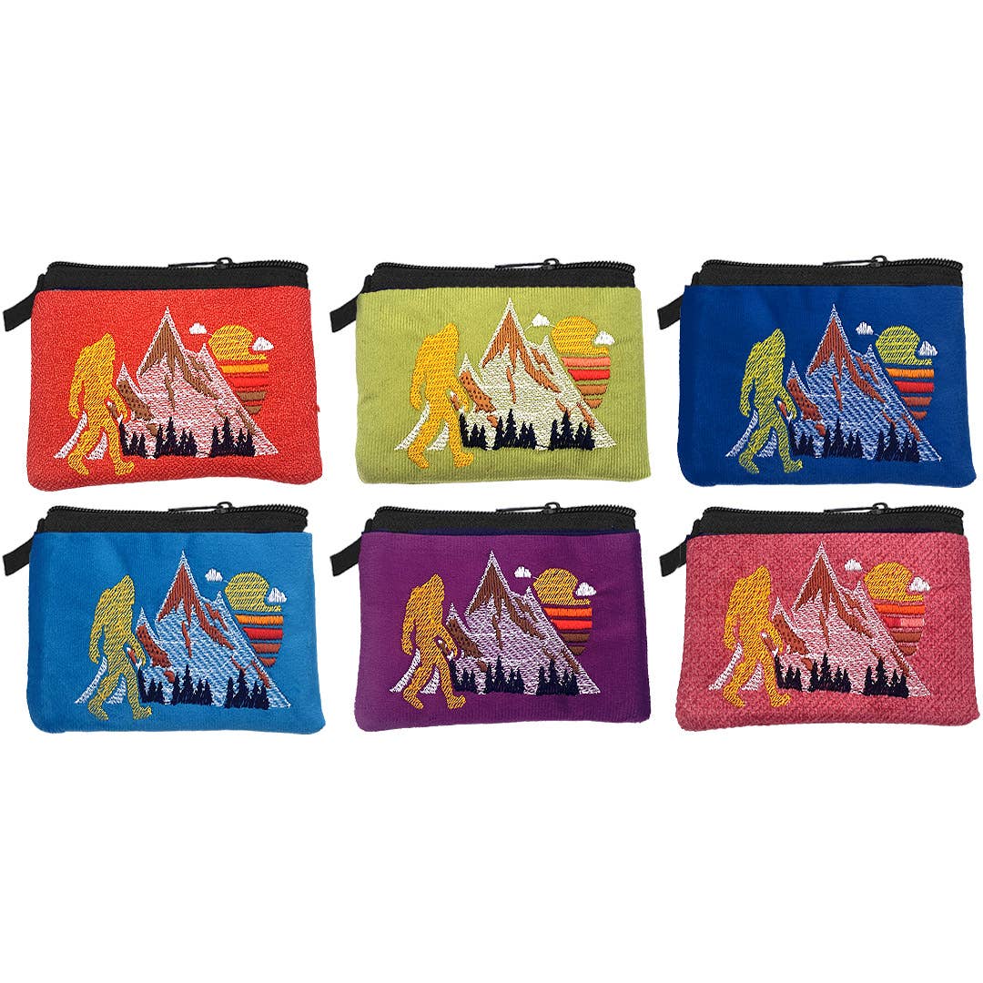 Embroidered Bigfoot Wildlife Nature Coin Purse Pouch