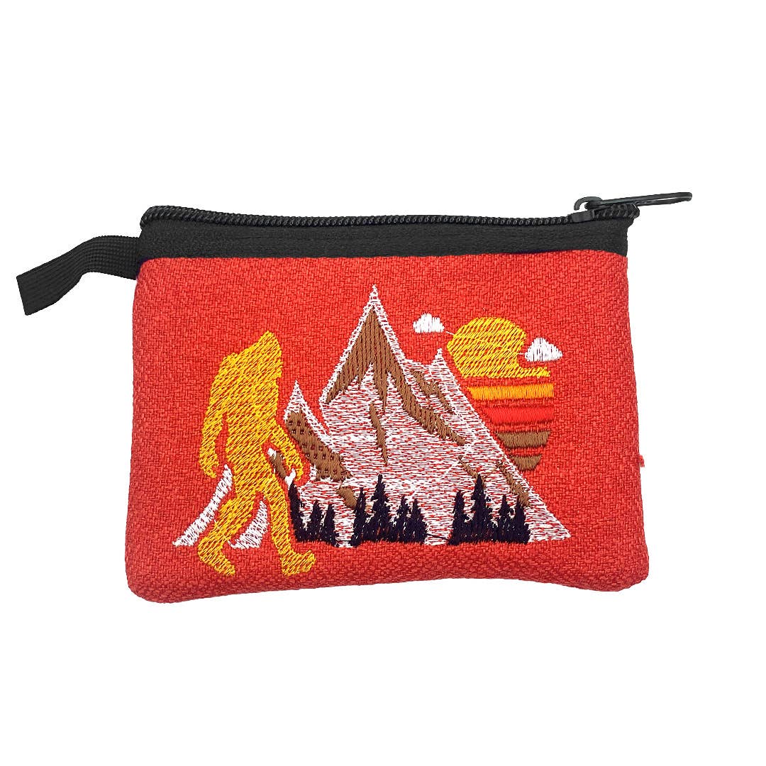 Embroidered Bigfoot Wildlife Nature Coin Purse Pouch
