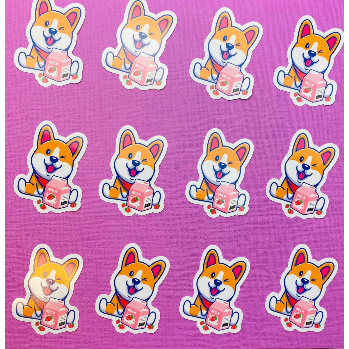 Corgie Strawberry Milk Sticker - Kawaii Cute Corgi Dog: UNPACKAGED