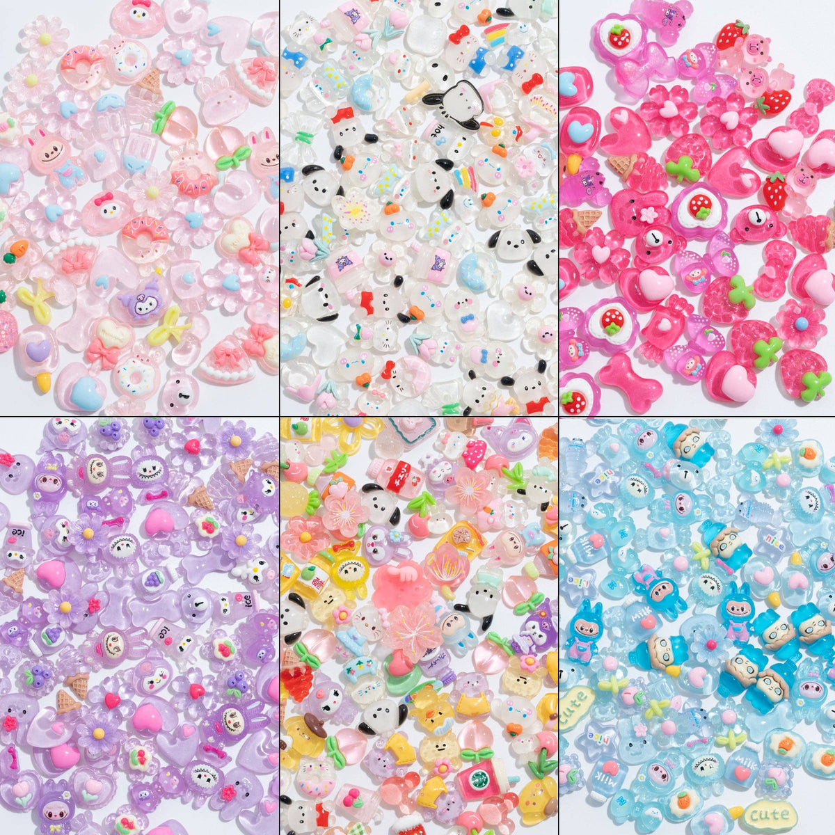 100 Pcs Mixed Decoden Charms: White