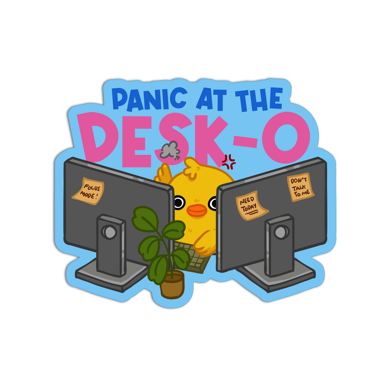 Panic At The Desk-O  Funny Textured Stickers