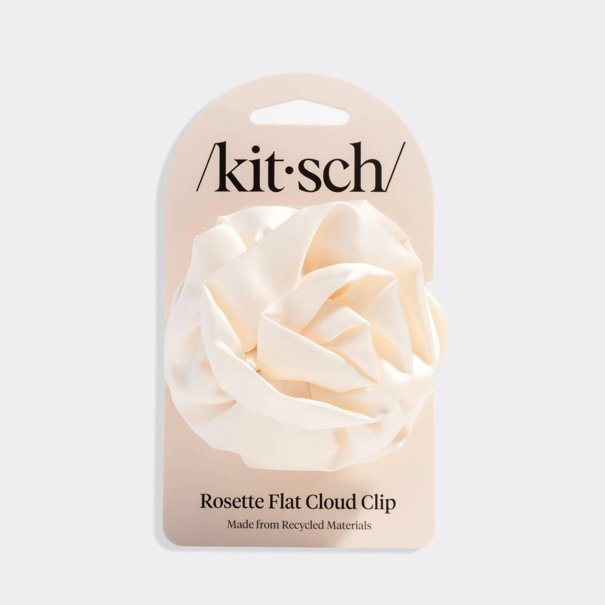 Satin Rosette Medium Flat Cloud Clip - Cream