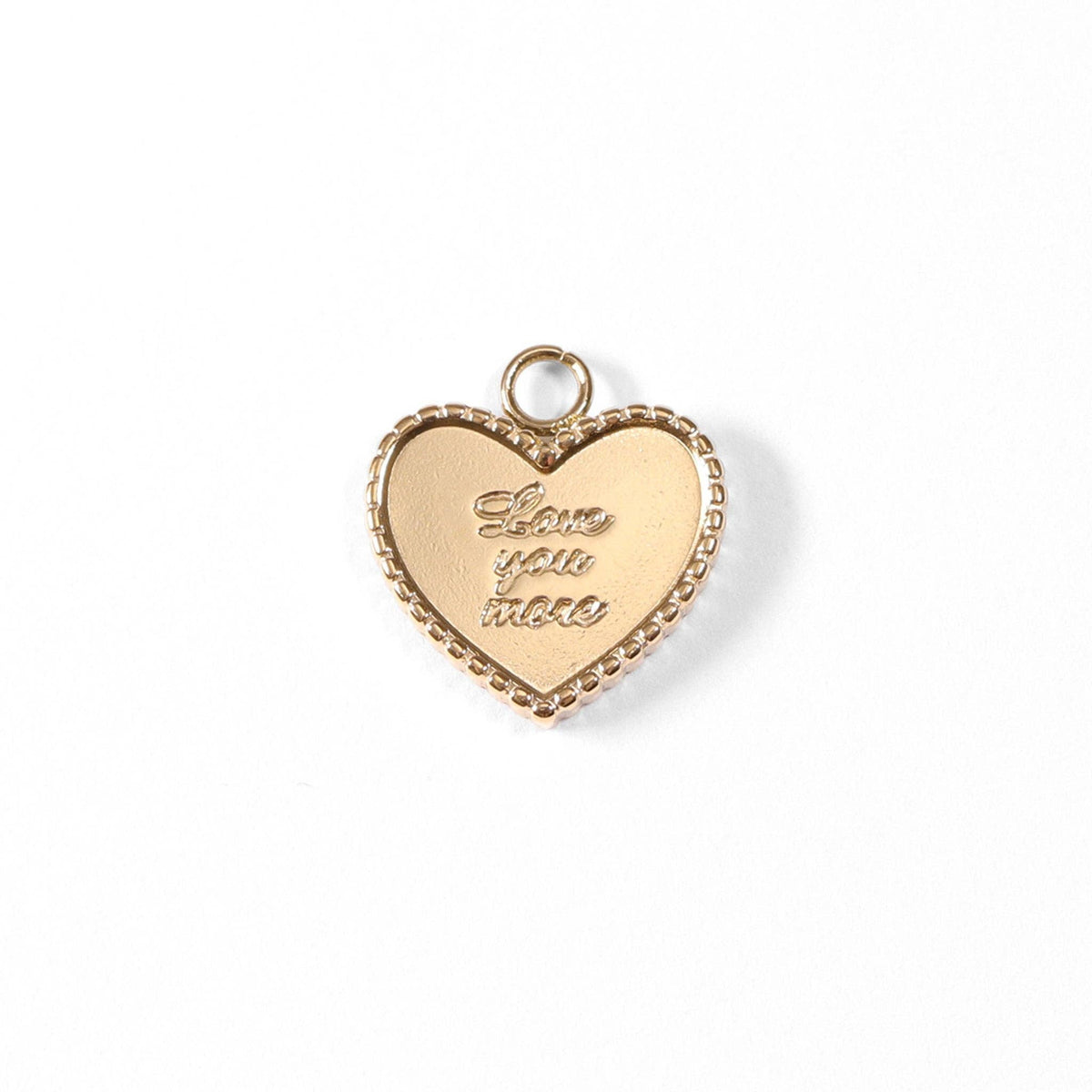 18K Gold PVD Stainless Steel &quot;Love You More&quot; Heart Charm / PDL0055: Stainless