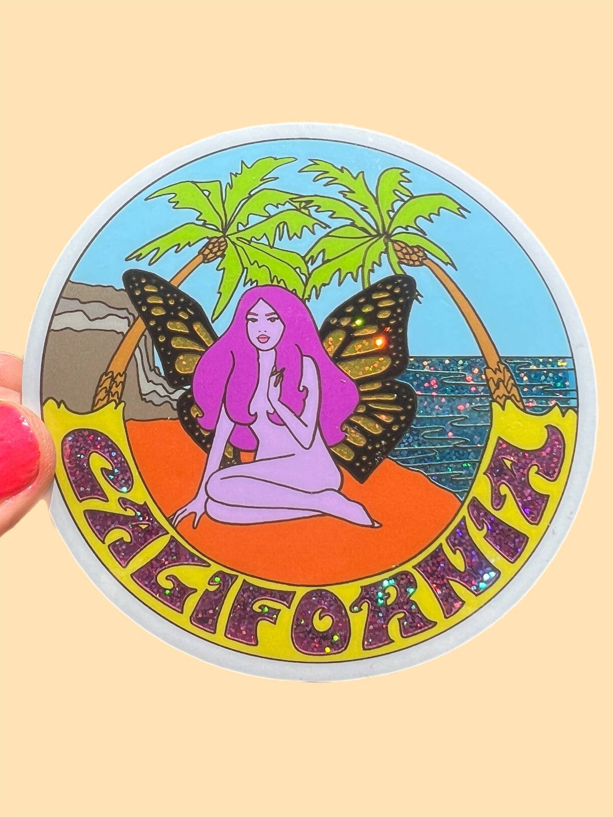 California Monarch Fairy Glitter STICKER 3 Inch