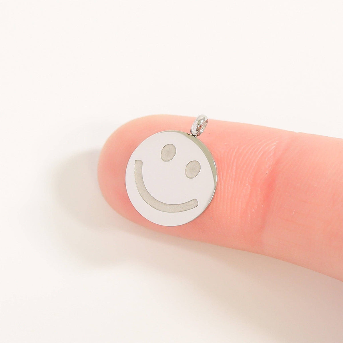18K Gold PVD Stainless Steel Smiley Face Charm: Stainless