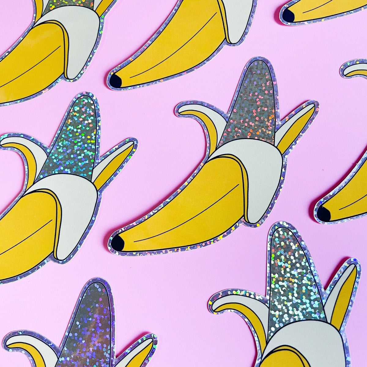 Glitter Peeled Banana Sticker