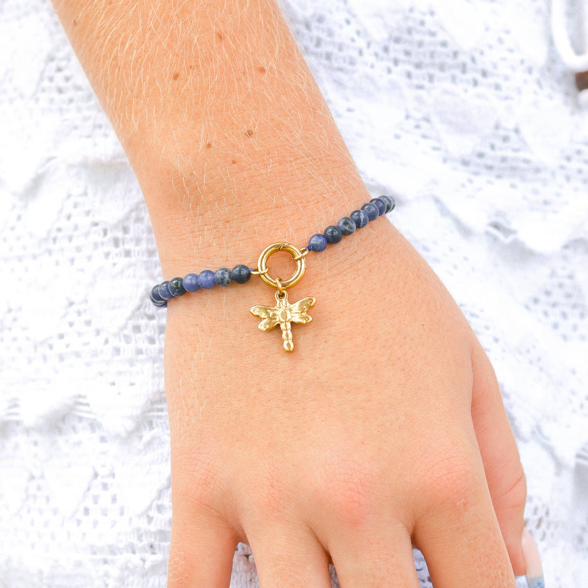 18K Gold PVD Stainless Steel Dragonfly Charm: Gold