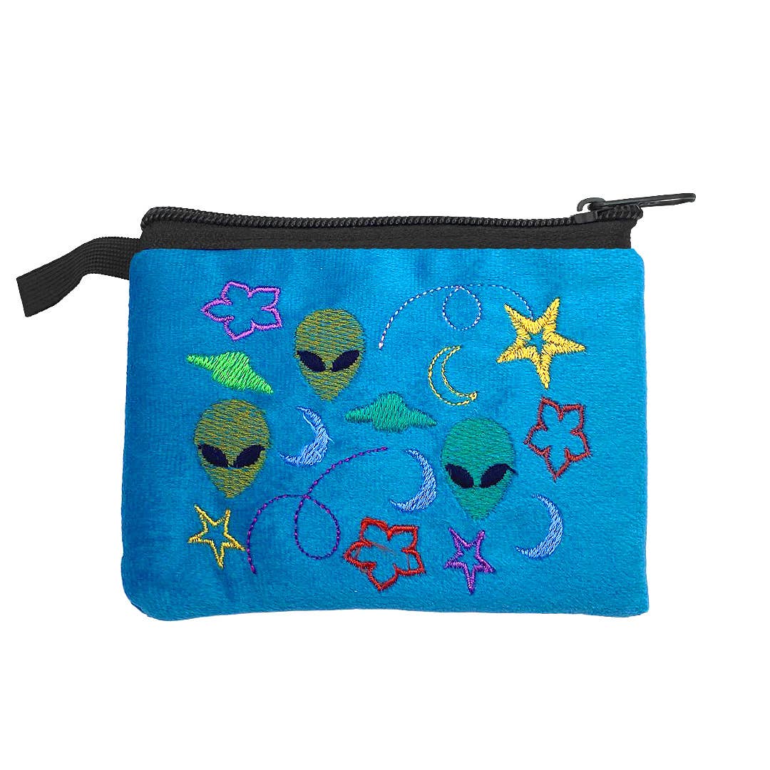 Embroidered Alien UFO Ecuadorian Coin Purse Pouch