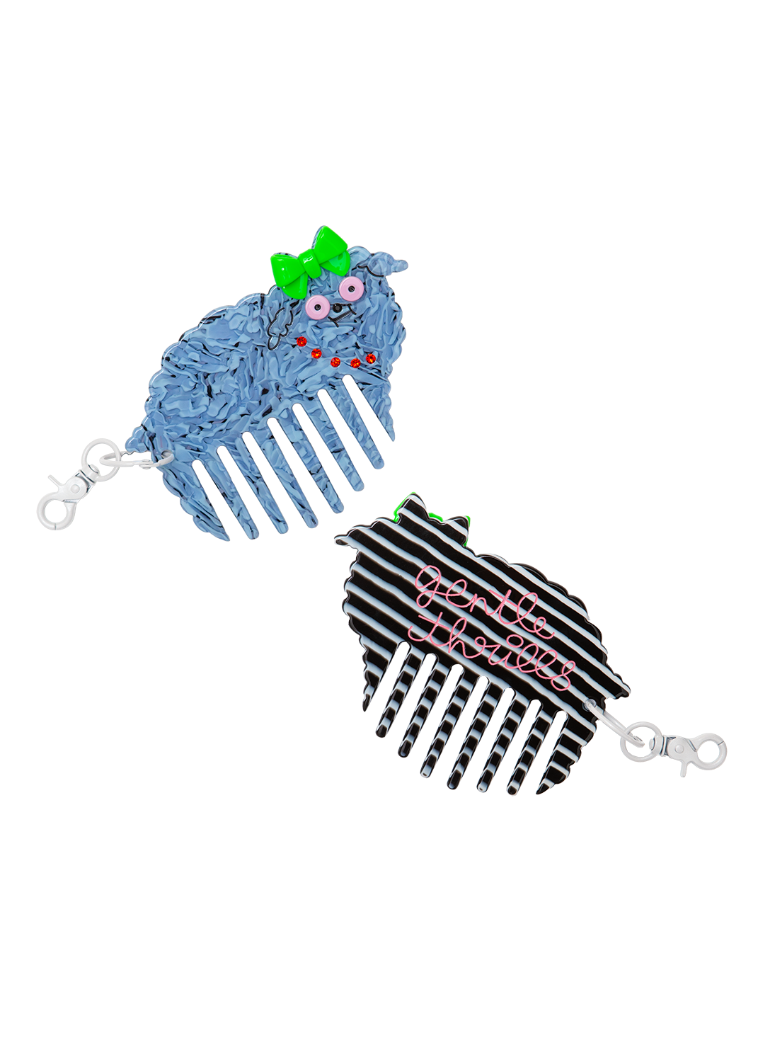 Poodle comb bag charm: Blue