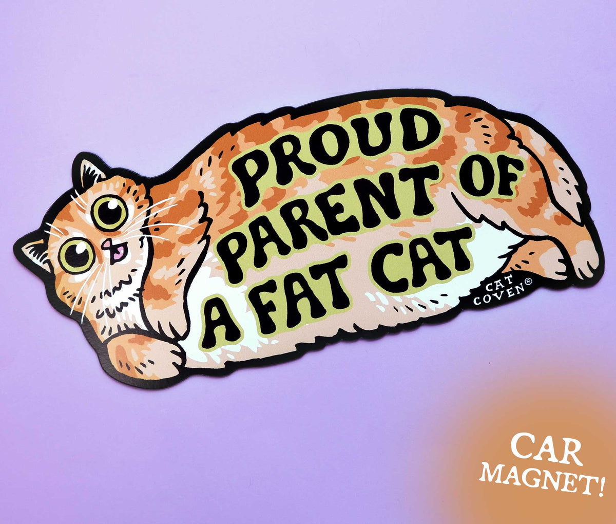 Fat Cat (Orange) - Car Magnet
