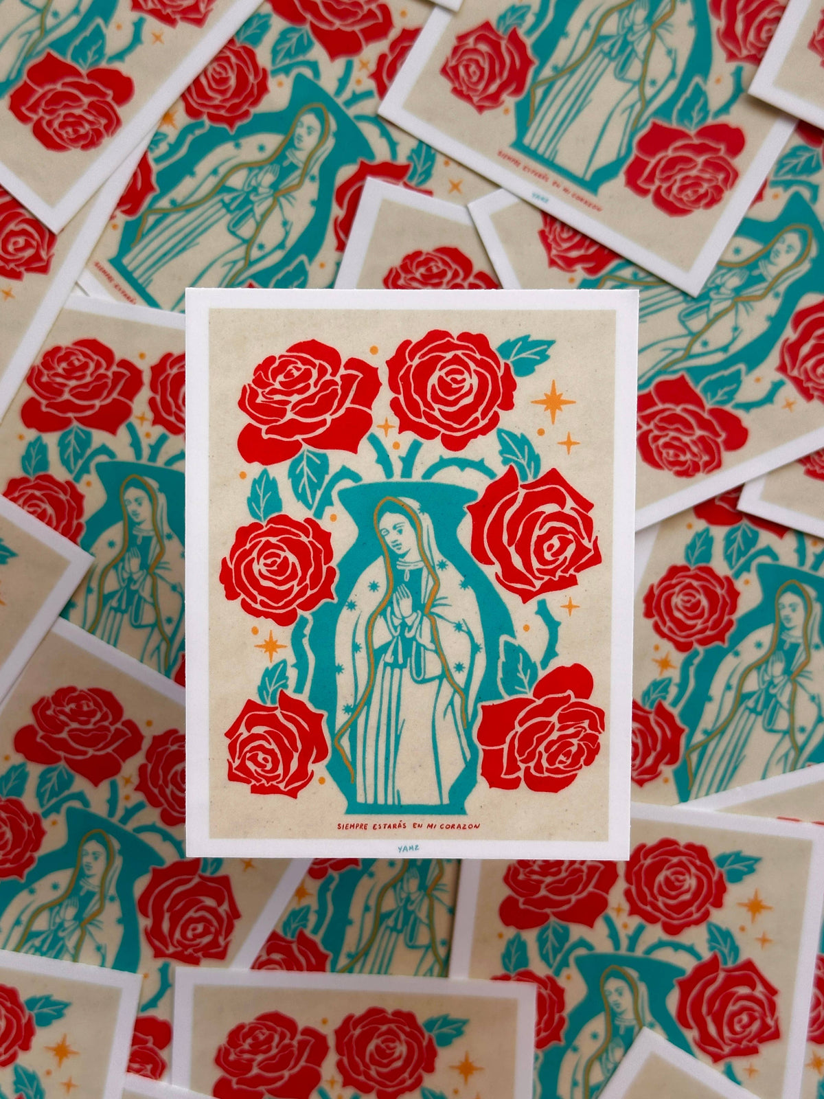 Virgencita jumbo sticker : Red