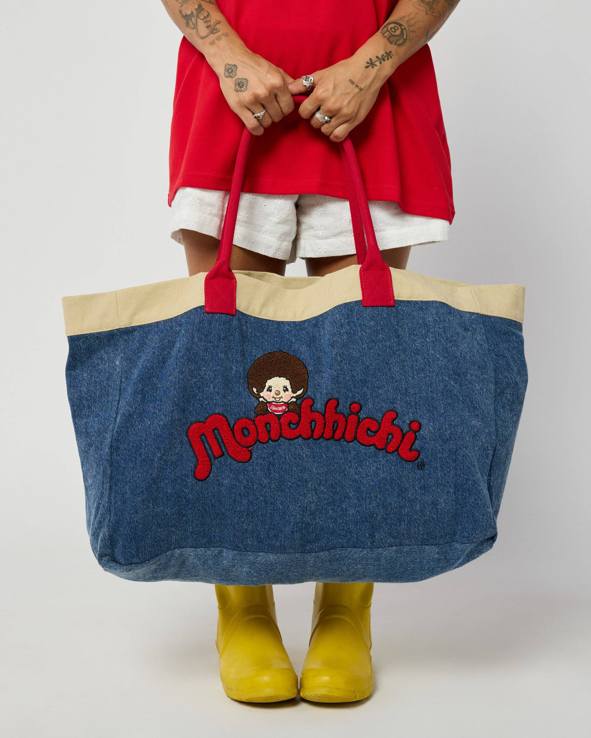 Monchhichi™ Washed Denim Tote Bag