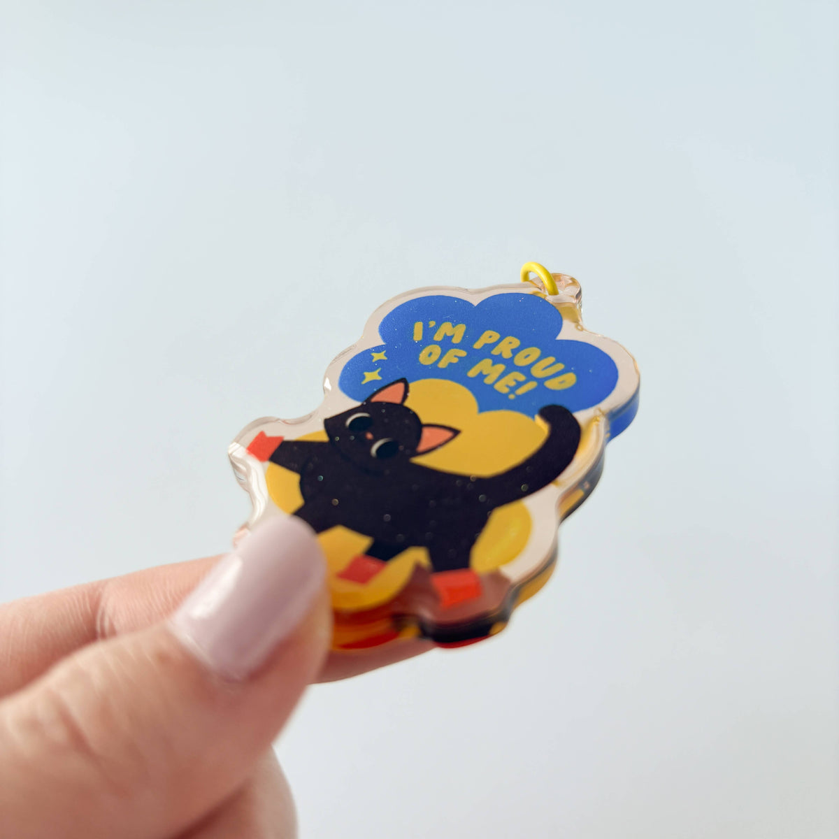 Proud of Me Glitter Acrylic Keychain