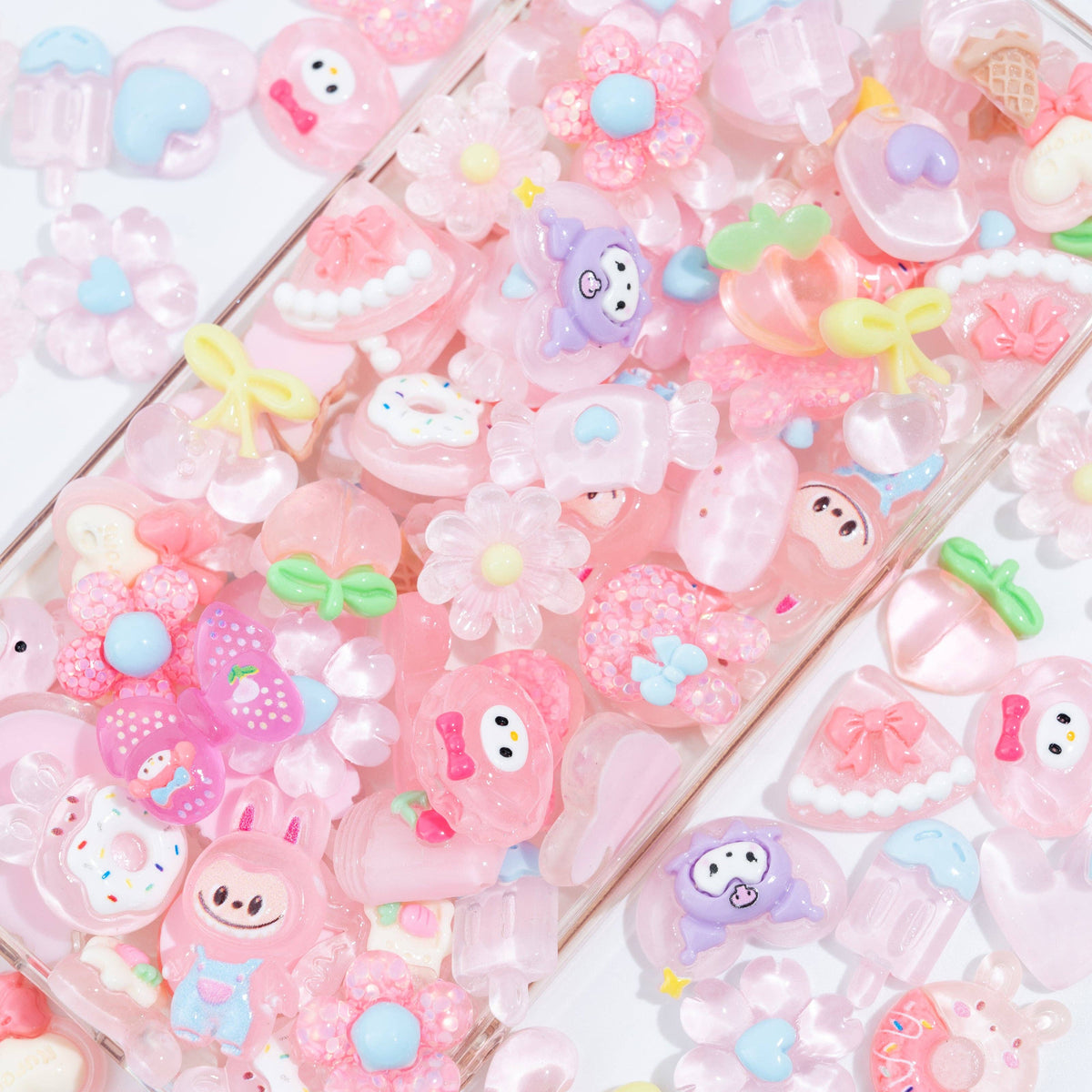 100 Pcs Mixed Decoden Charms: White